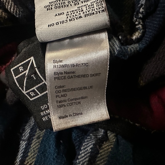 R13 Pieced Gathered Skirt In Od Red/beige/blue Plaid Size XS - Picture 11 of 12
